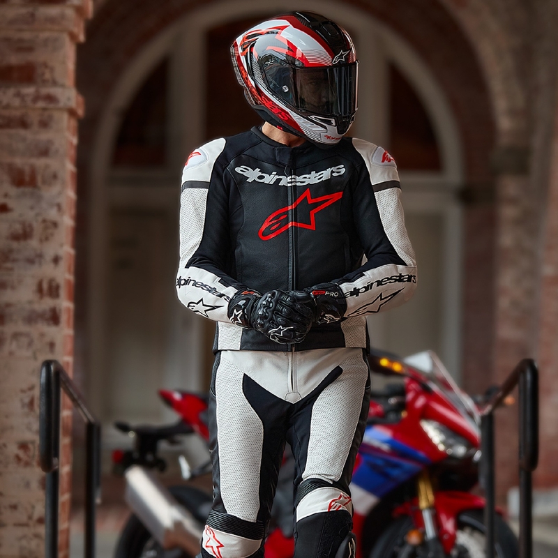 Kombinezon dwuczęściowy skórzany Alpinestars GP Force Lurv Biało-Czarno-Fluo-Czerwony