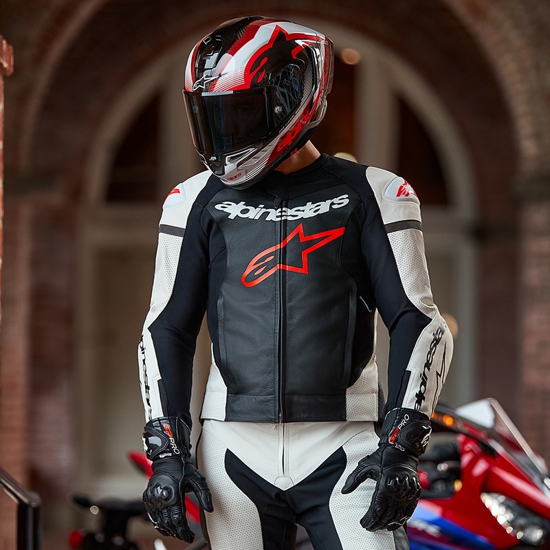 Kombinezon dwuczęściowy skórzany Alpinestars GP Force Lurv Biało-Czarno-Fluo-Czerwony