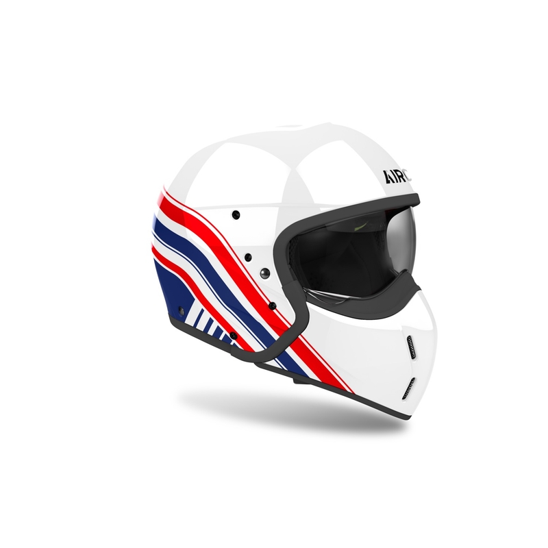 Modułowy kask motocyklowy Airoh J110 Eon błyszczący biało-niebiesko-czerwony
