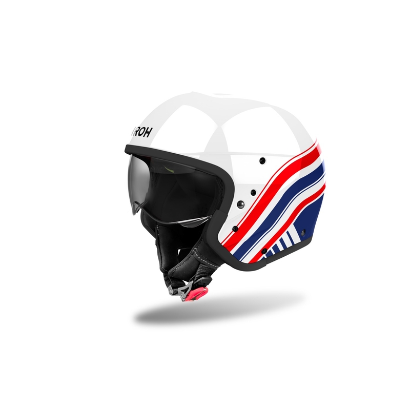 Modułowy kask motocyklowy Airoh J110 Eon błyszczący biało-niebiesko-czerwony