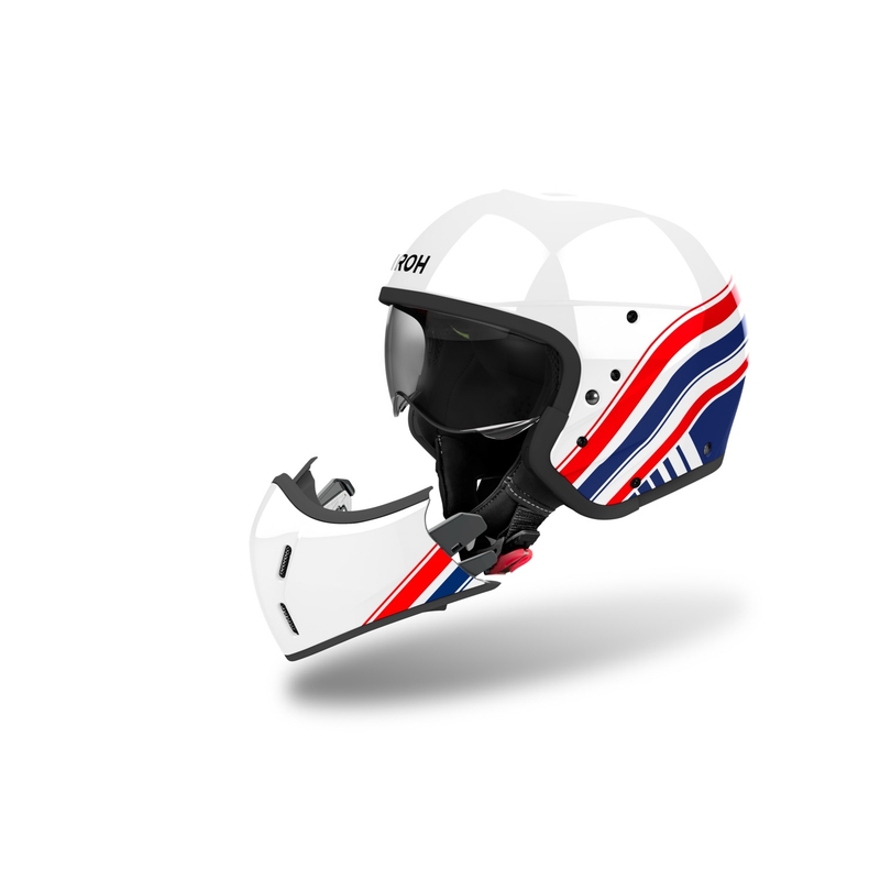 Modułowy kask motocyklowy Airoh J110 Eon błyszczący biało-niebiesko-czerwony