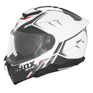 Kask motocyklowy składany NOX N967 Synchro biało-czarno-czerwony