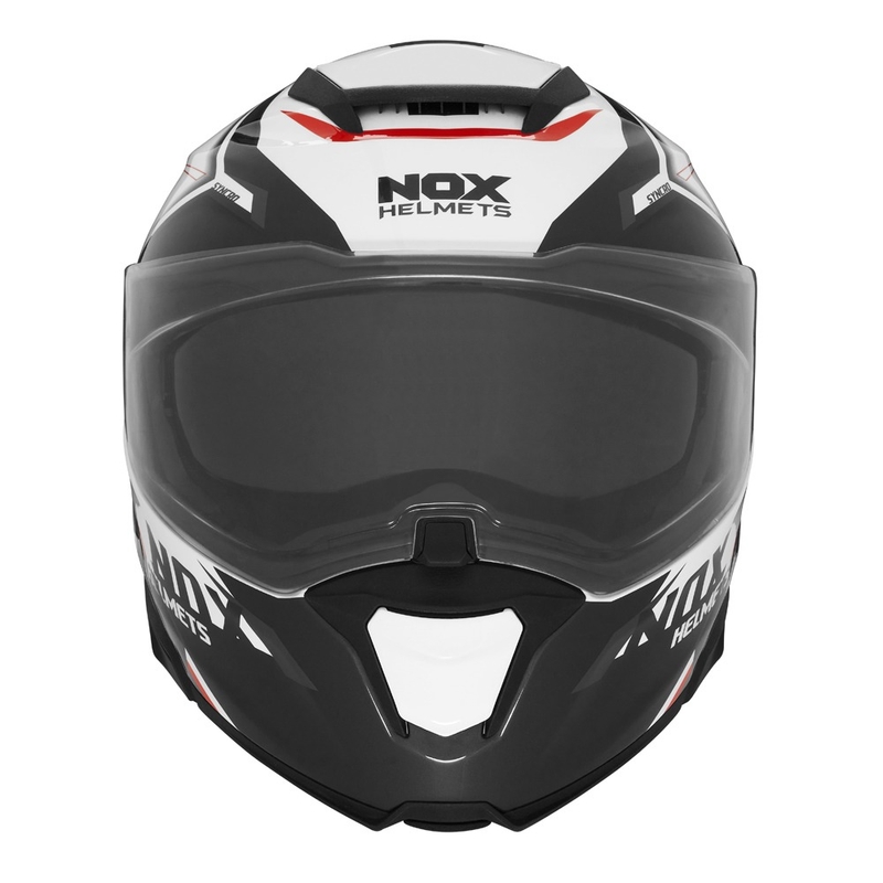 Kask motocyklowy składany NOX N967 Synchro biało-czarno-czerwony