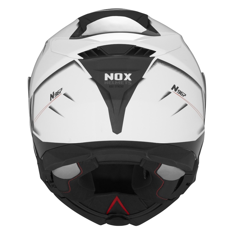 Kask motocyklowy składany NOX N967 Synchro biało-czarno-czerwony