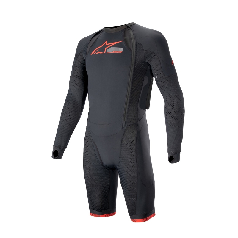 Zewnętrzna warstwa kamizelki Alpinestars TECH-AIR®10 z poduszką powietrzną i krótkimi spodniami czarno-czerwono-szara