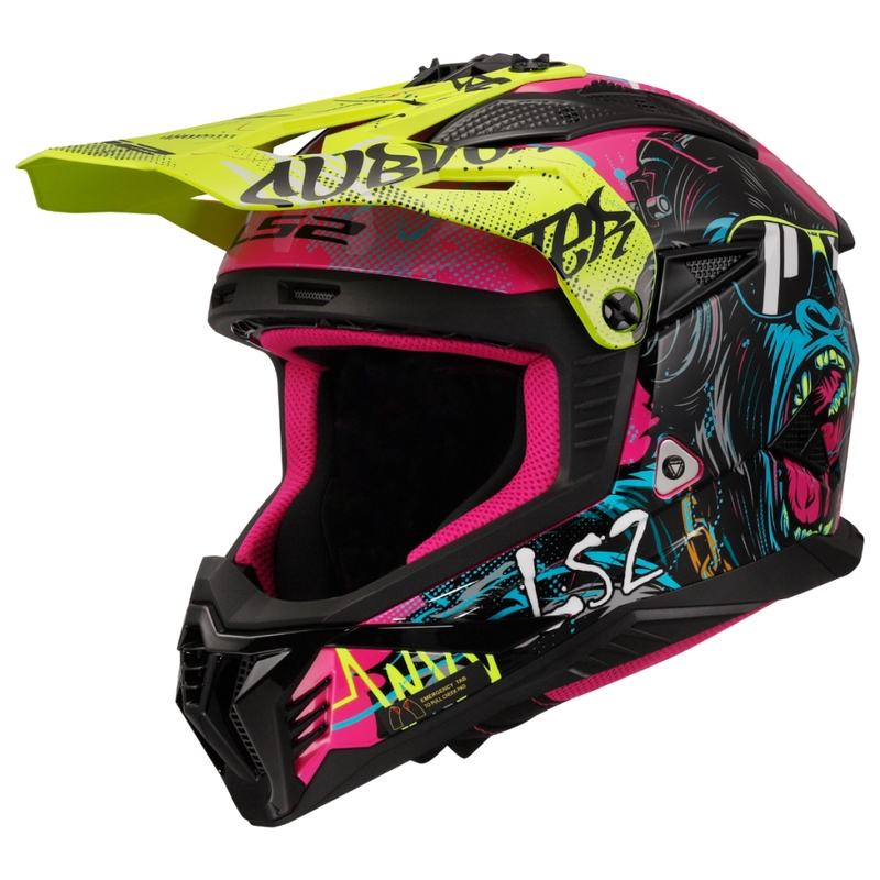 Kask motocrossowy LS2 MX708 Fast II Gorilla fioletowo-żółty