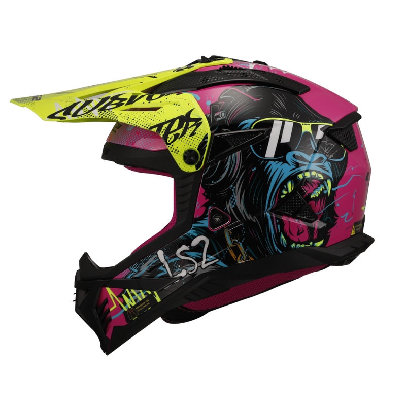 Kask motocrossowy LS2 MX708 Fast II Gorilla fioletowo-żółty