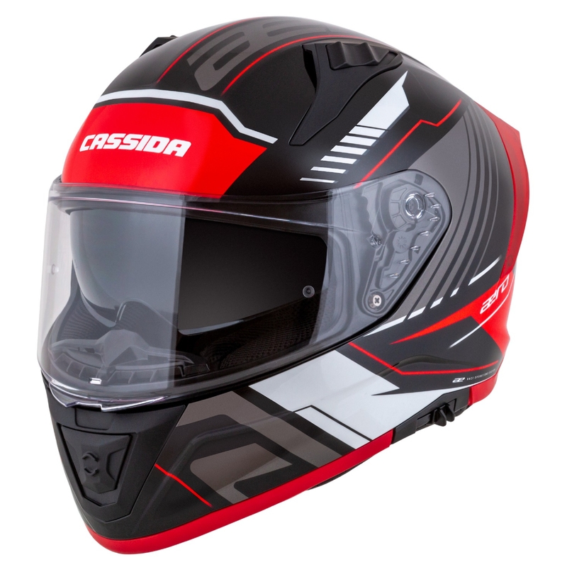 Integralny kask motocyklowy Cassida Aero Drome w kolorze czarno-czerwono-biało-szarym