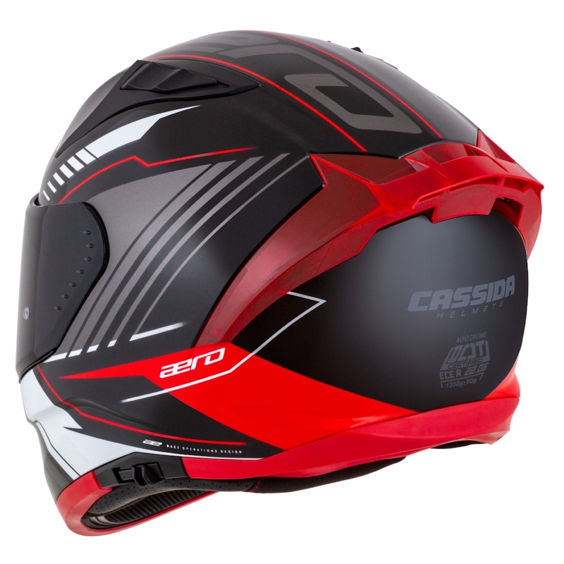 Integralny kask motocyklowy Cassida Aero Drome w kolorze czarno-czerwono-biało-szarym