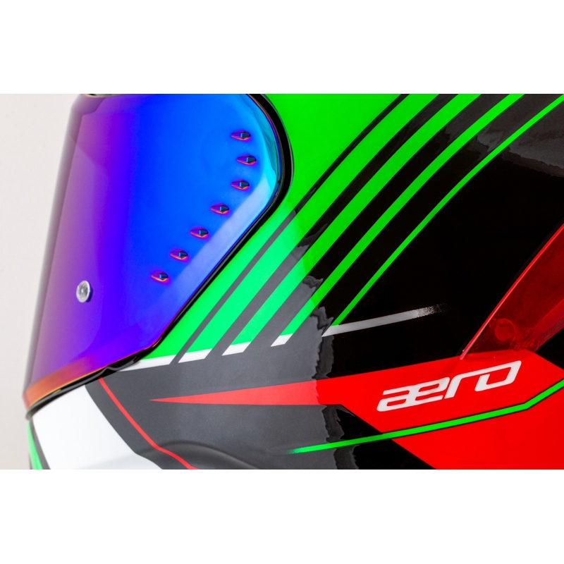 Integralny kask motocyklowy Cassida Aero Drome w kolorze czarno-czerwono-zielono-białym