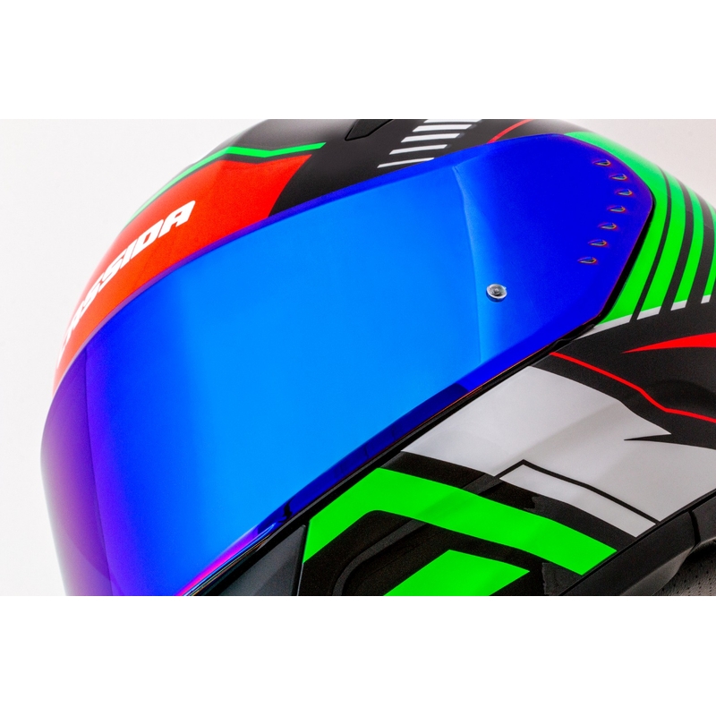 Integralny kask motocyklowy Cassida Aero Drome w kolorze czarno-czerwono-zielono-białym
