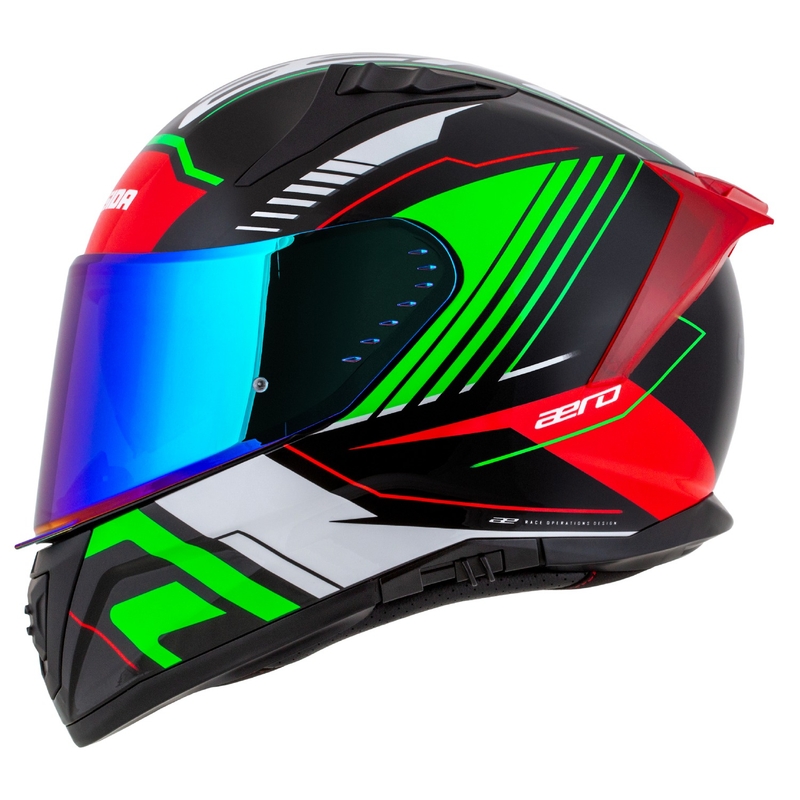 Integralny kask motocyklowy Cassida Aero Drome w kolorze czarno-czerwono-zielono-białym