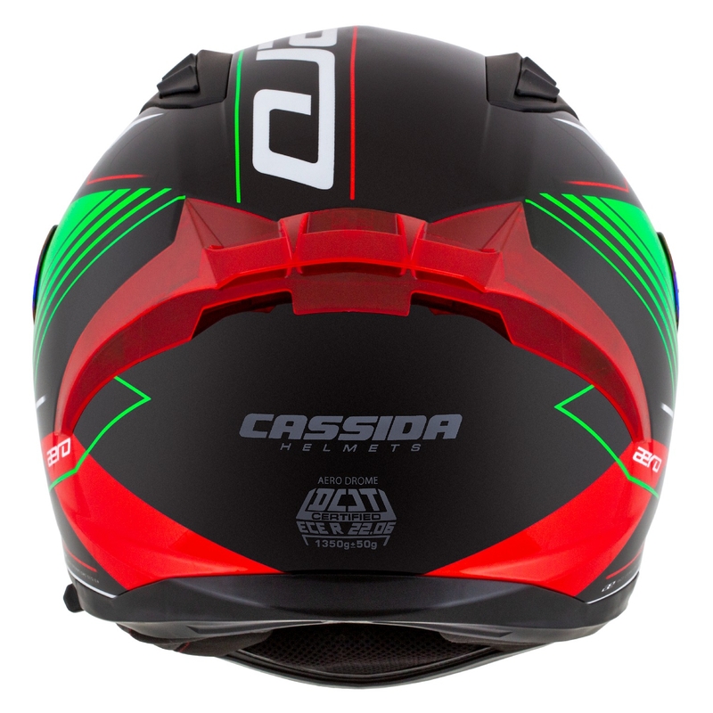 Integralny kask motocyklowy Cassida Aero Drome w kolorze czarno-czerwono-zielono-białym