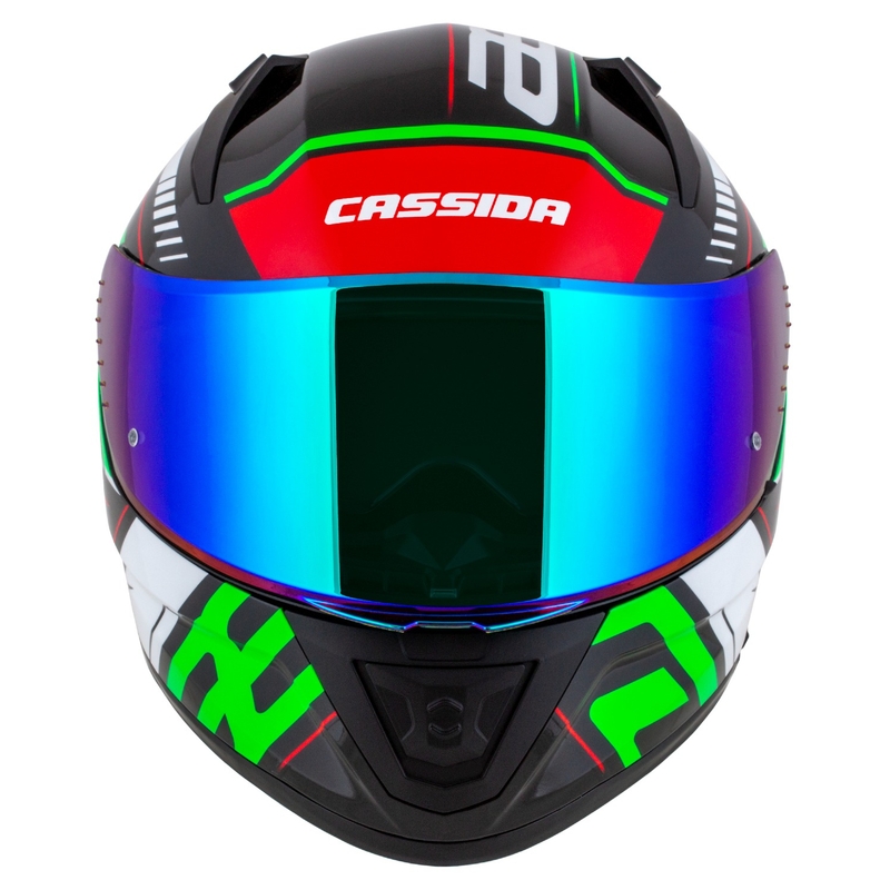 Integralny kask motocyklowy Cassida Aero Drome w kolorze czarno-czerwono-zielono-białym