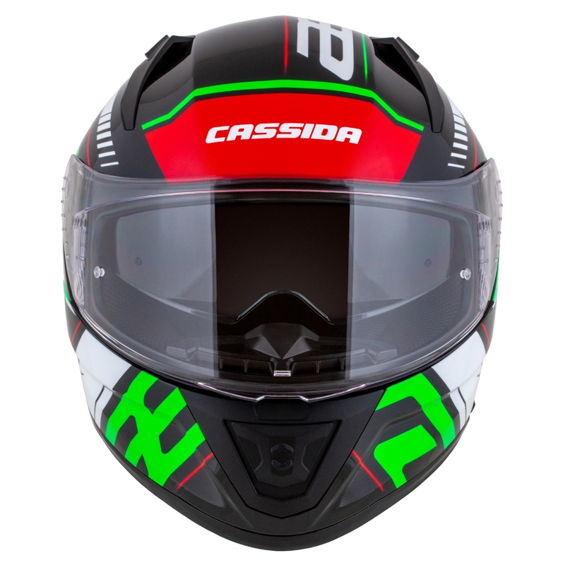Integralny kask motocyklowy Cassida Aero Drome w kolorze czarno-czerwono-zielono-białym