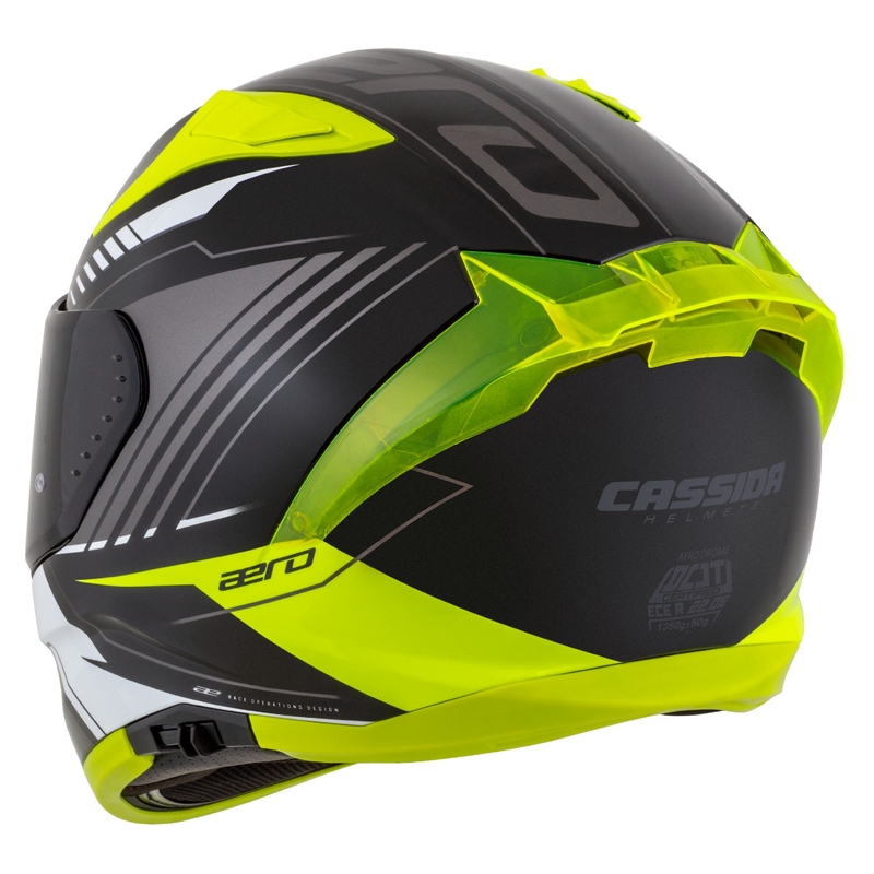 Integralny kask motocyklowy Cassida Aero Drome w kolorze czarno-fluo żółto-biało-szarym