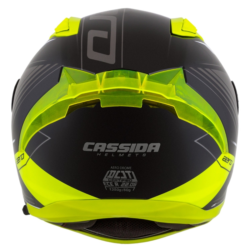 Integralny kask motocyklowy Cassida Aero Drome w kolorze czarno-fluo żółto-biało-szarym
