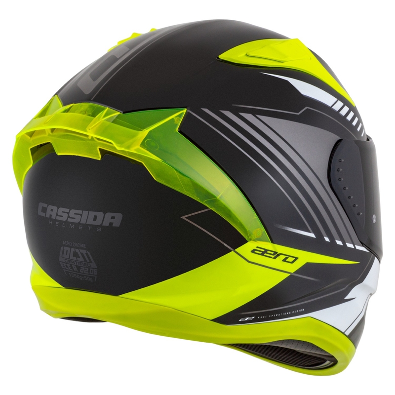 Integralny kask motocyklowy Cassida Aero Drome w kolorze czarno-fluo żółto-biało-szarym