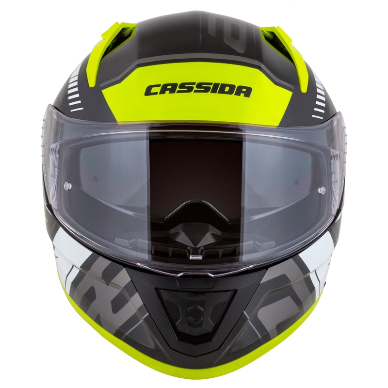 Integralny kask motocyklowy Cassida Aero Drome w kolorze czarno-fluo żółto-biało-szarym