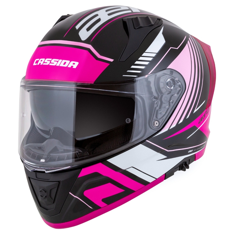 Kask motocyklowy Cassida Aero Drome czarno-różowo-biały integralny