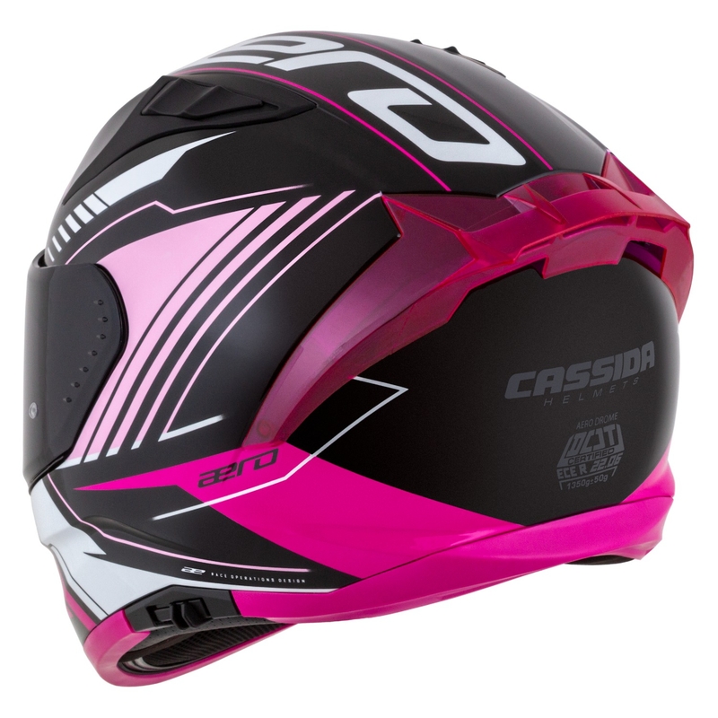 Kask motocyklowy Cassida Aero Drome czarno-różowo-biały integralny