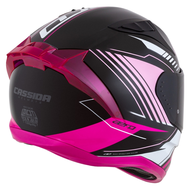 Kask motocyklowy Cassida Aero Drome czarno-różowo-biały integralny