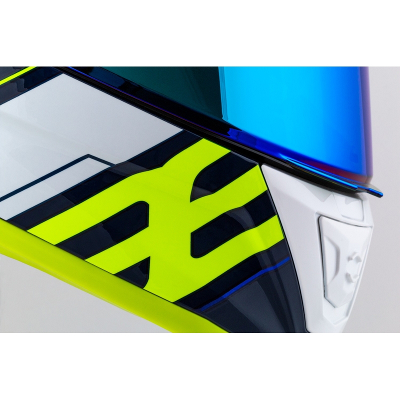 Kask motocyklowy integralny Cassida Aero Drome w kolorze niebiesko-fluo-żółto-jasnoniebieskim-białym