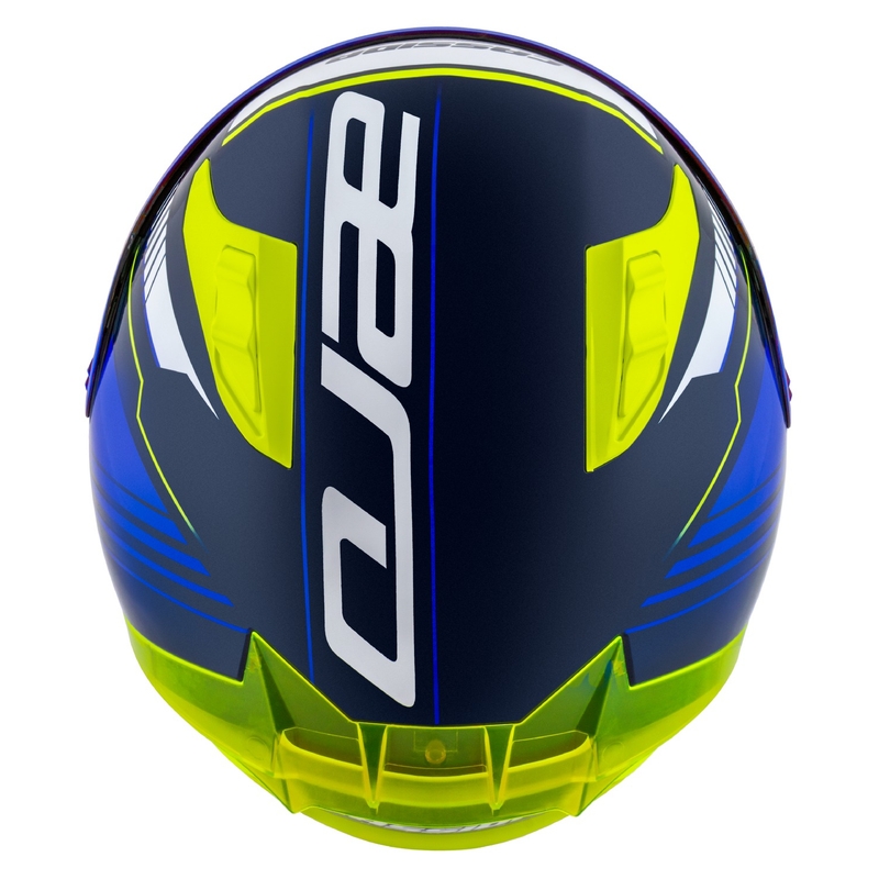 Kask motocyklowy integralny Cassida Aero Drome w kolorze niebiesko-fluo-żółto-jasnoniebieskim-białym