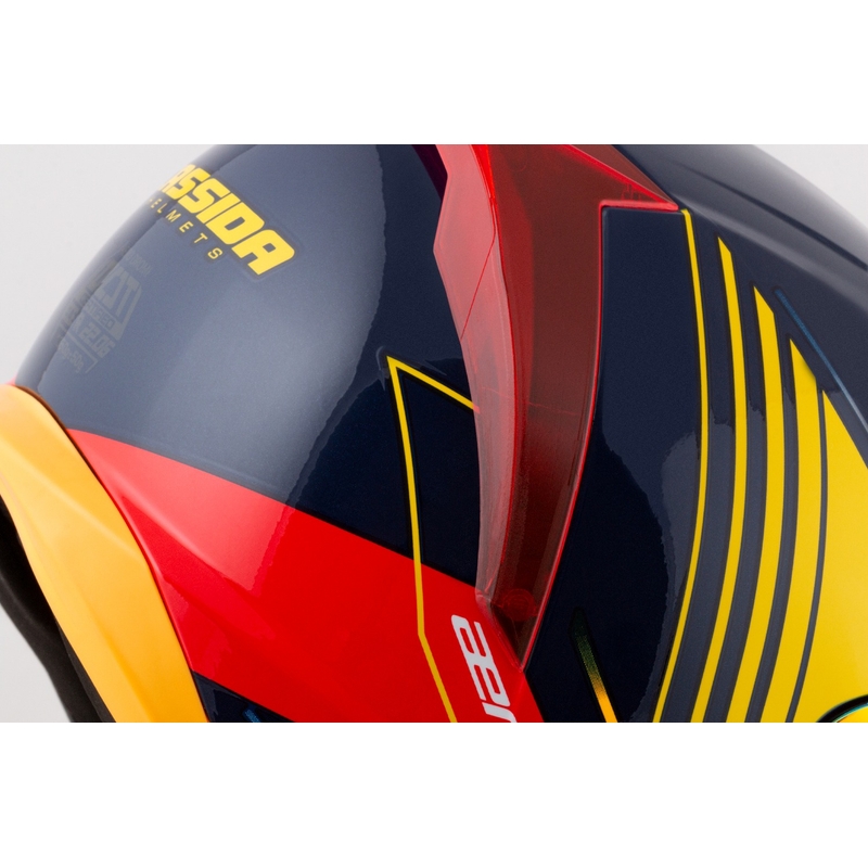 Kask motocyklowy Cassida Aero Drome Integral Niebiesko-Fluo Żółto-Pomarańczowo-Czerwono-Jasnoniebieski-Biały