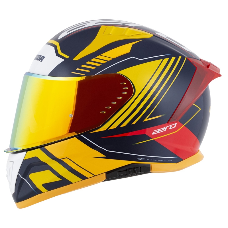 Kask motocyklowy Cassida Aero Drome Integral Niebiesko-Fluo Żółto-Pomarańczowo-Czerwono-Jasnoniebieski-Biały