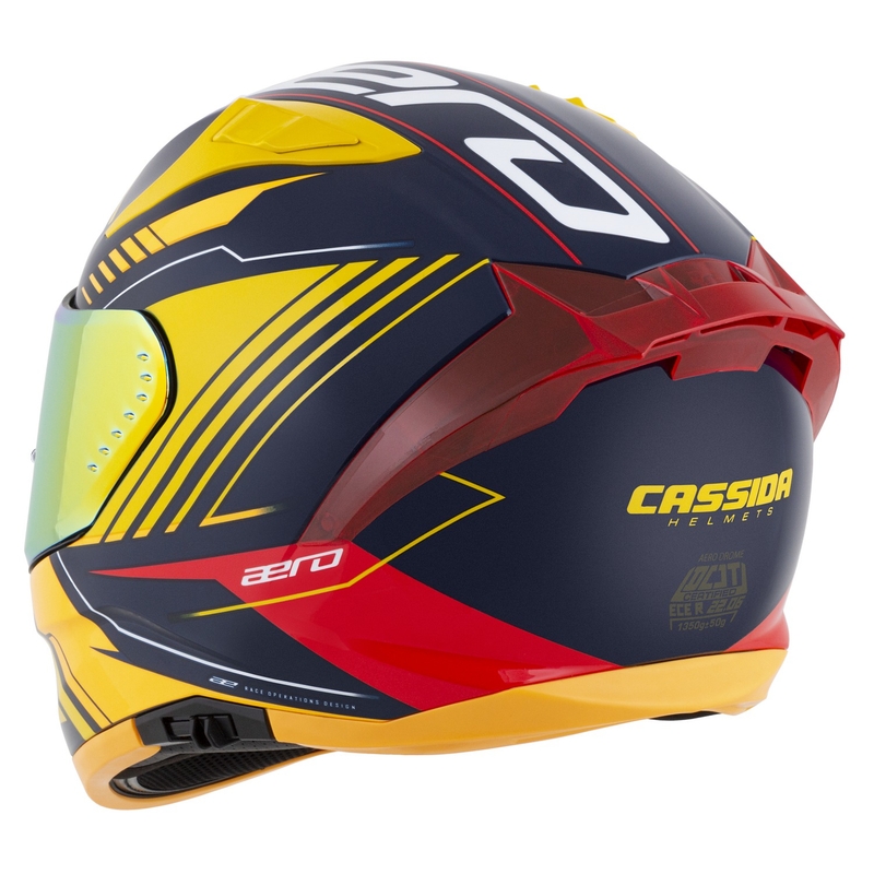 Kask motocyklowy Cassida Aero Drome Integral Niebiesko-Fluo Żółto-Pomarańczowo-Czerwono-Jasnoniebieski-Biały