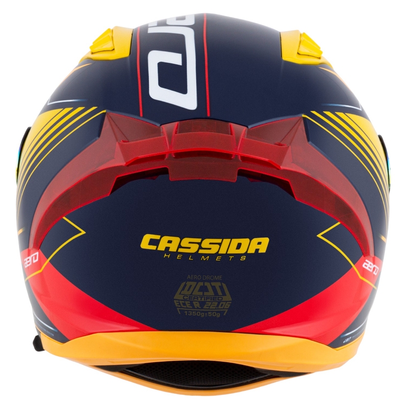 Kask motocyklowy Cassida Aero Drome Integral Niebiesko-Fluo Żółto-Pomarańczowo-Czerwono-Jasnoniebieski-Biały