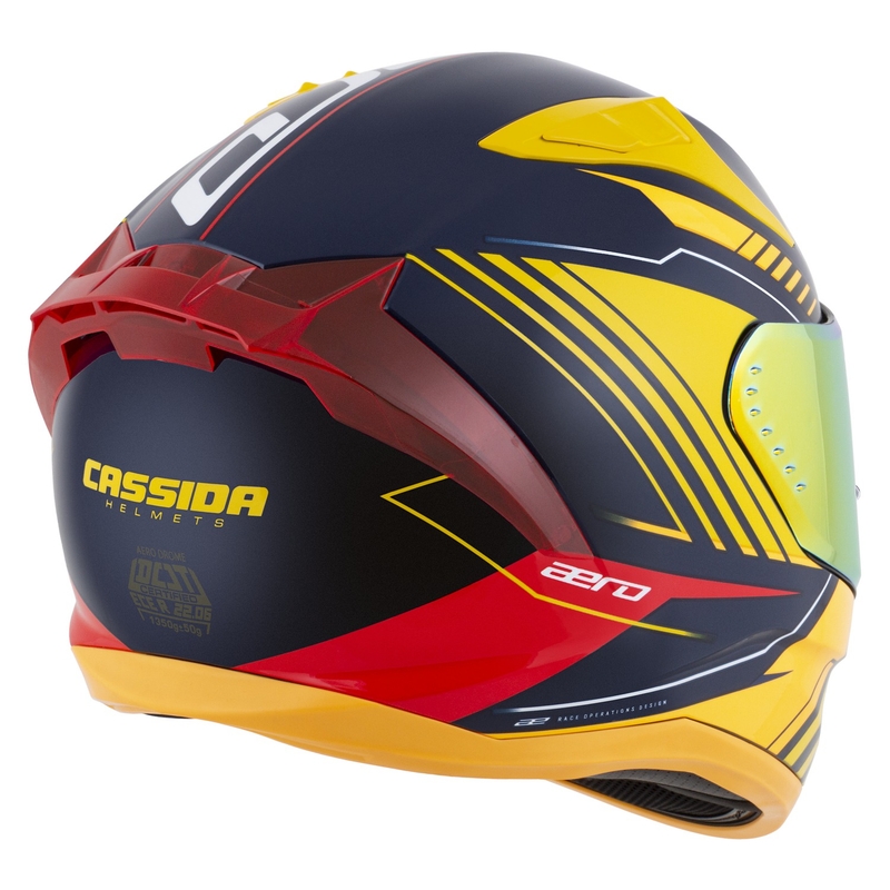 Kask motocyklowy Cassida Aero Drome Integral Niebiesko-Fluo Żółto-Pomarańczowo-Czerwono-Jasnoniebieski-Biały