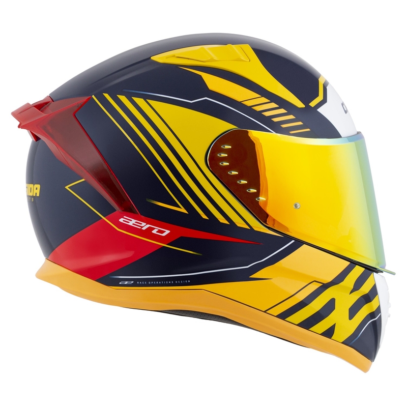 Kask motocyklowy Cassida Aero Drome Integral Niebiesko-Fluo Żółto-Pomarańczowo-Czerwono-Jasnoniebieski-Biały