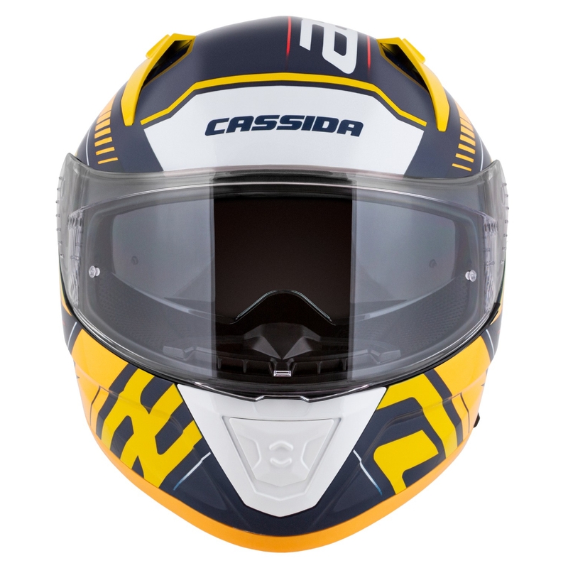 Kask motocyklowy Cassida Aero Drome Integral Niebiesko-Fluo Żółto-Pomarańczowo-Czerwono-Jasnoniebieski-Biały