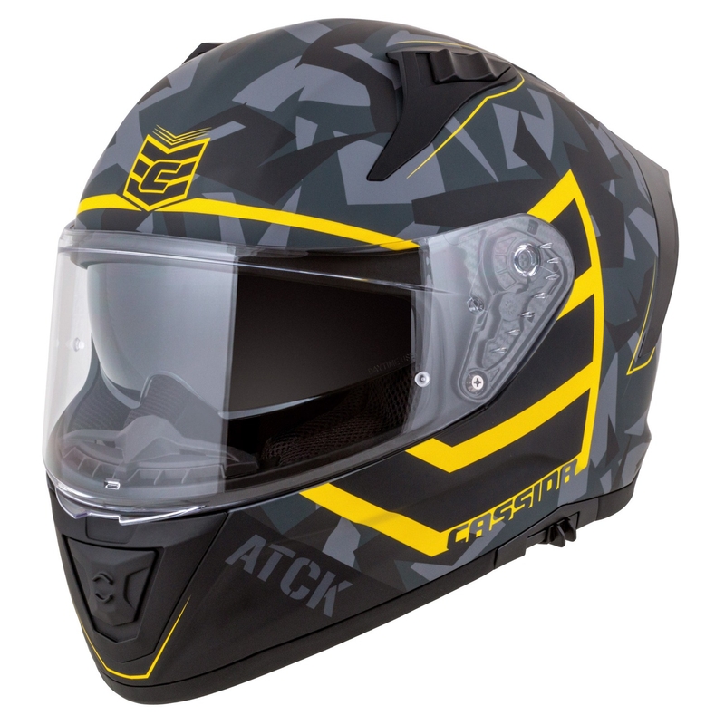 Zintegrowany kask motocyklowy Cassida Aero camo szaro-czarno-fluo żółty