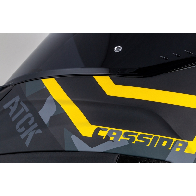 Zintegrowany kask motocyklowy Cassida Aero camo szaro-czarno-fluo żółty
