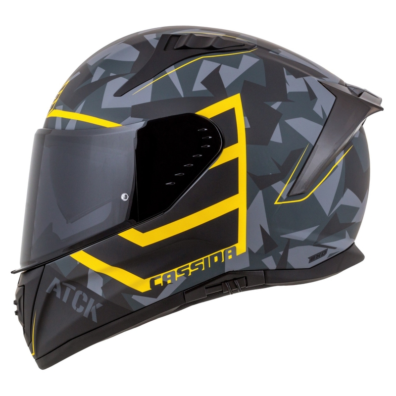 Zintegrowany kask motocyklowy Cassida Aero camo szaro-czarno-fluo żółty