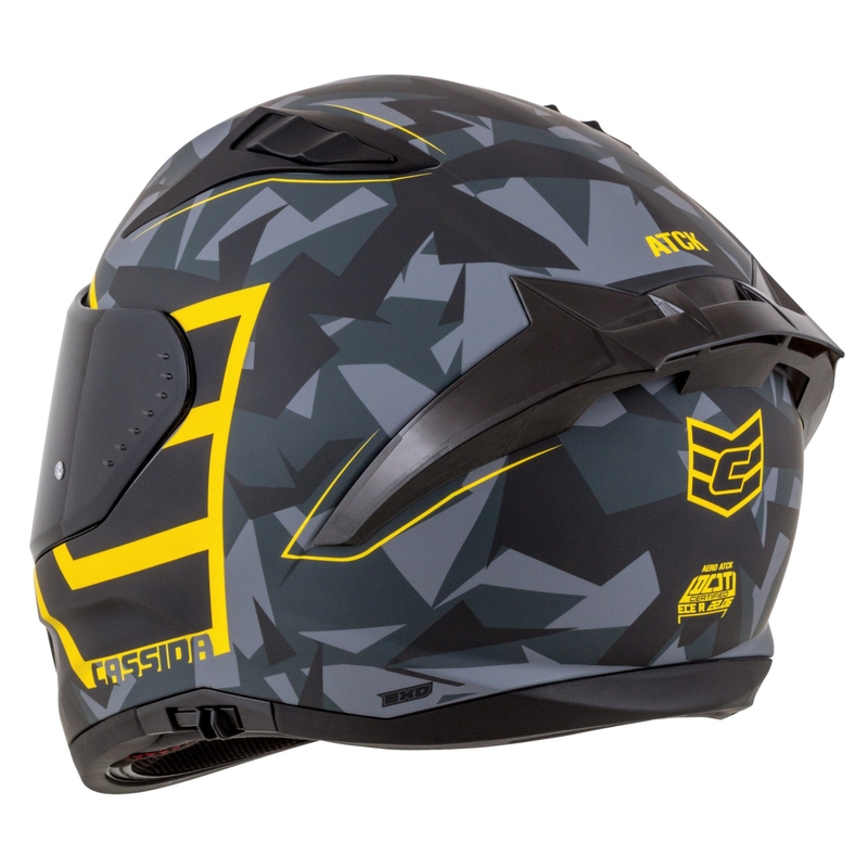 Zintegrowany kask motocyklowy Cassida Aero camo szaro-czarno-fluo żółty