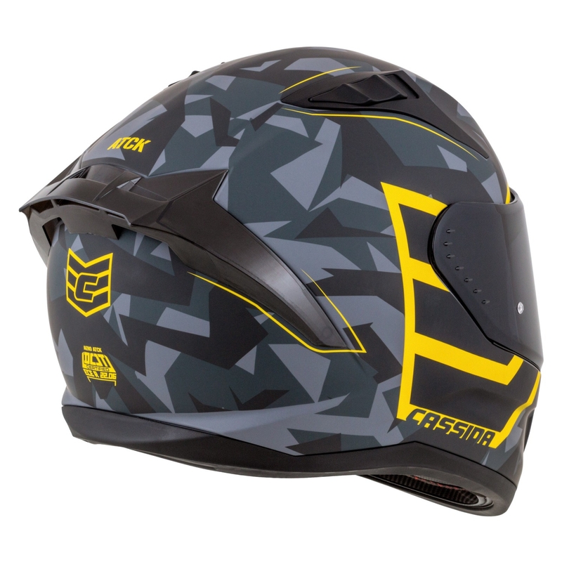 Zintegrowany kask motocyklowy Cassida Aero camo szaro-czarno-fluo żółty