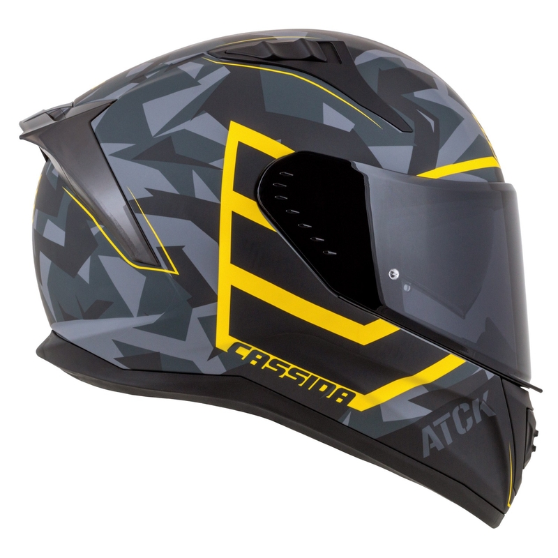 Zintegrowany kask motocyklowy Cassida Aero camo szaro-czarno-fluo żółty