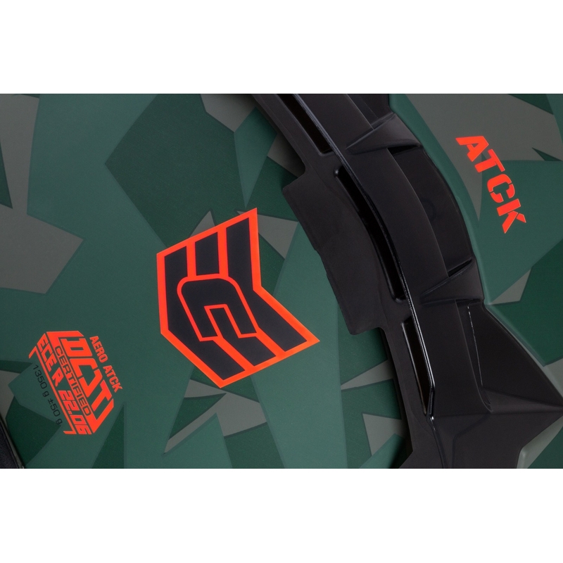 Integralny kask motocyklowy Cassida Aero ATCK, camo zielono-czarno-szaro-pomarańczowy
