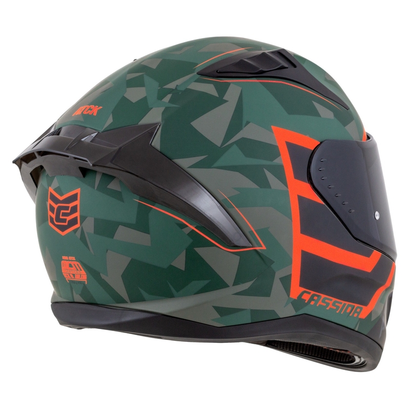 Integralny kask motocyklowy Cassida Aero ATCK, camo zielono-czarno-szaro-pomarańczowy