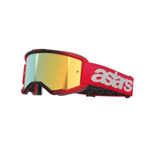 Gogle motocrossowe Alpinestars Vision 5 Blaze Red z lustrzaną złotą pleksi