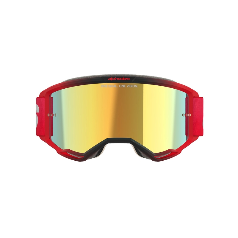 Gogle motocrossowe Alpinestars Vision 5 Blaze Red z lustrzaną złotą pleksi