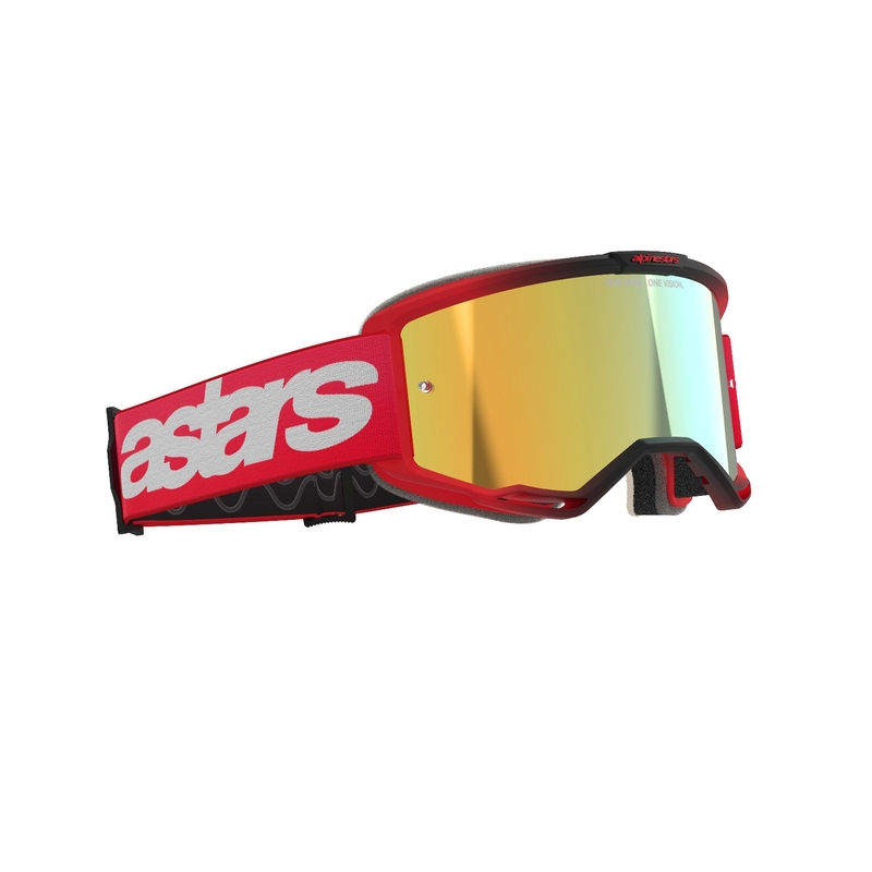 Gogle motocrossowe Alpinestars Vision 5 Blaze Red z lustrzaną złotą pleksi