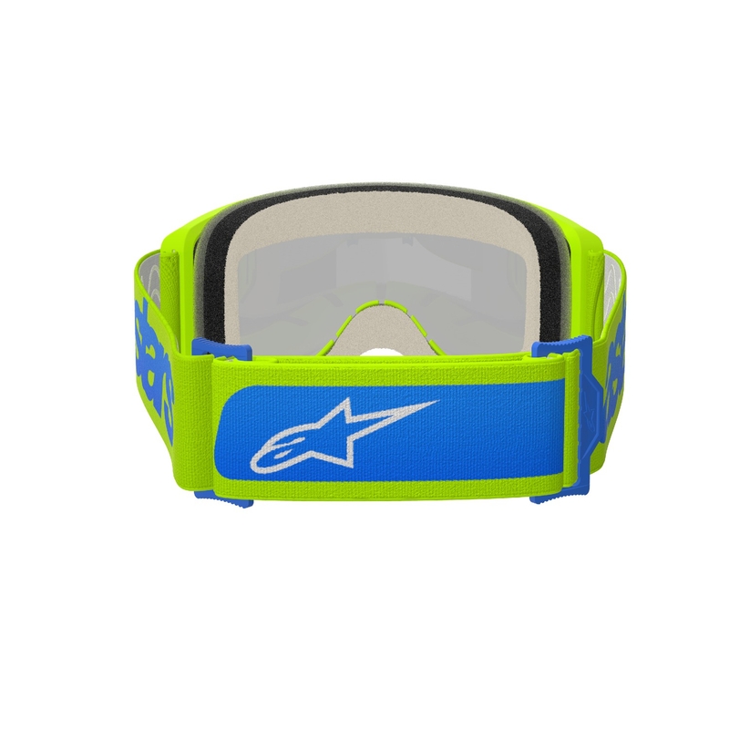 Gogle motocrossowe Alpinestars Vision 5 Blaze fluo żółto-niebieskie z lustrzaną niebieską pleksi