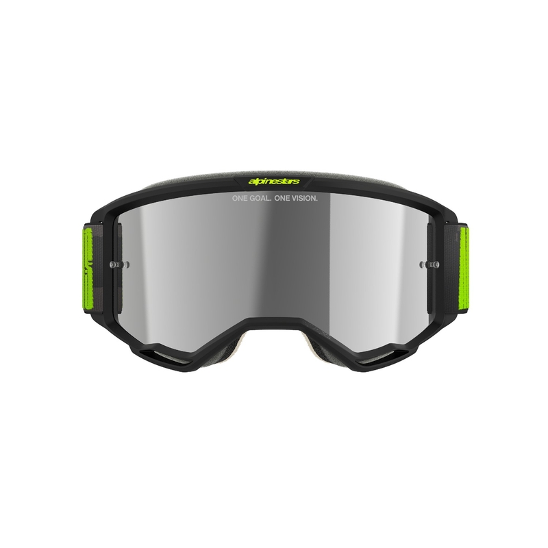 Gogle motocrossowe Alpinestars Vision 5 Puste szaro-fluo żółte z lustrzaną srebrną pleksi