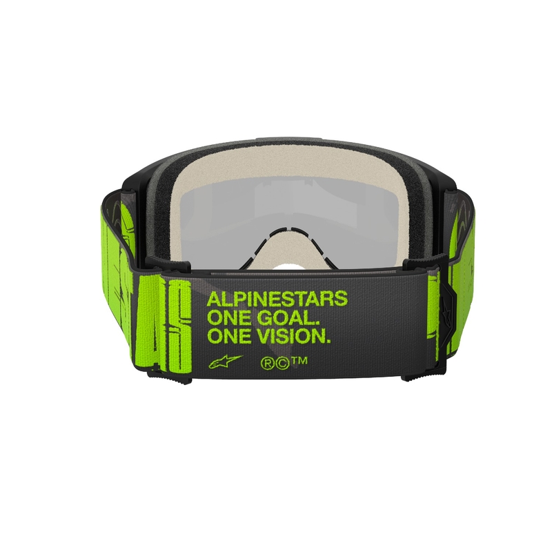 Gogle motocrossowe Alpinestars Vision 5 Puste szaro-fluo żółte z lustrzaną srebrną pleksi