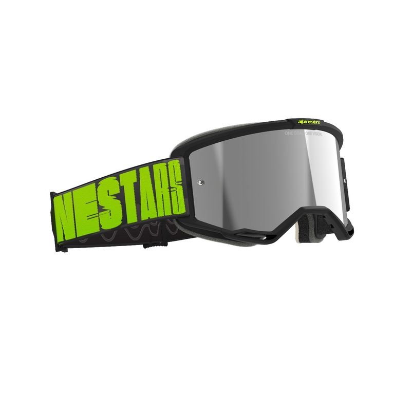 Gogle motocrossowe Alpinestars Vision 5 Puste szaro-fluo żółte z lustrzaną srebrną pleksi